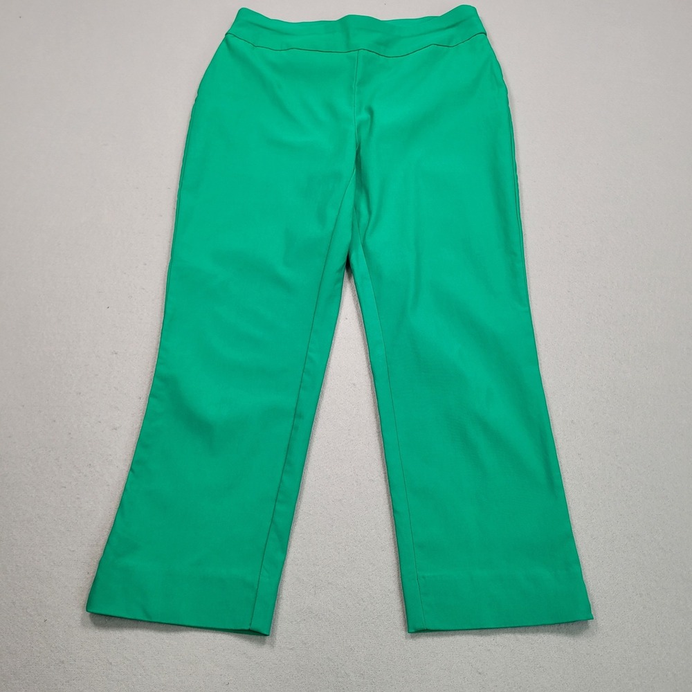 Chico's So Slimming Crop Pants Green Size 0 Stretch Pull On Straight Leg‎